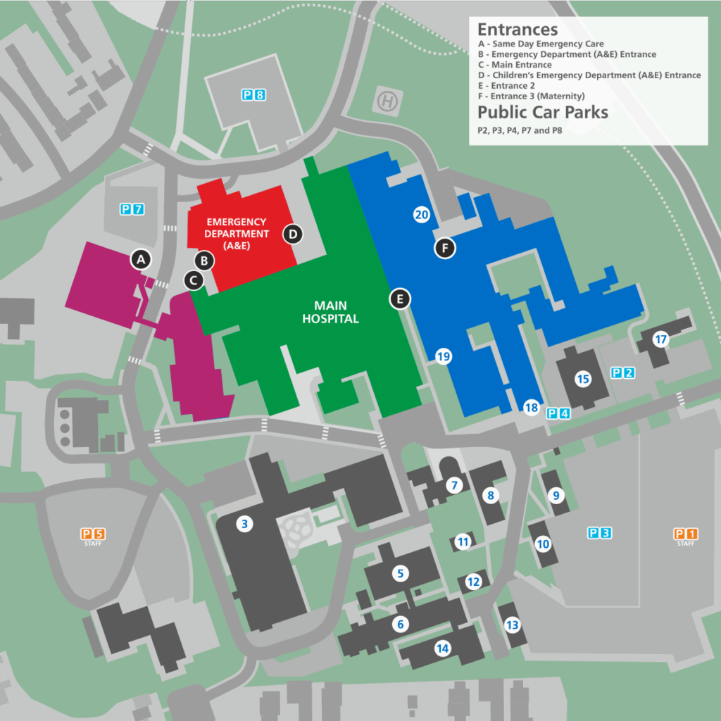 A map of The Princess Alexandra Hospital.