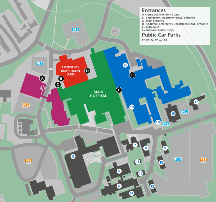 Map of car parks at PAHT