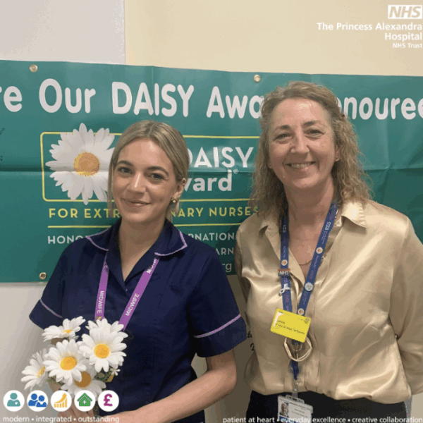 Francesca Salvo, winner of the Daisy Award with Sharon McNally, chief nurse and deputy chief executive of Princess Alexandra Hospital NHS Trust.