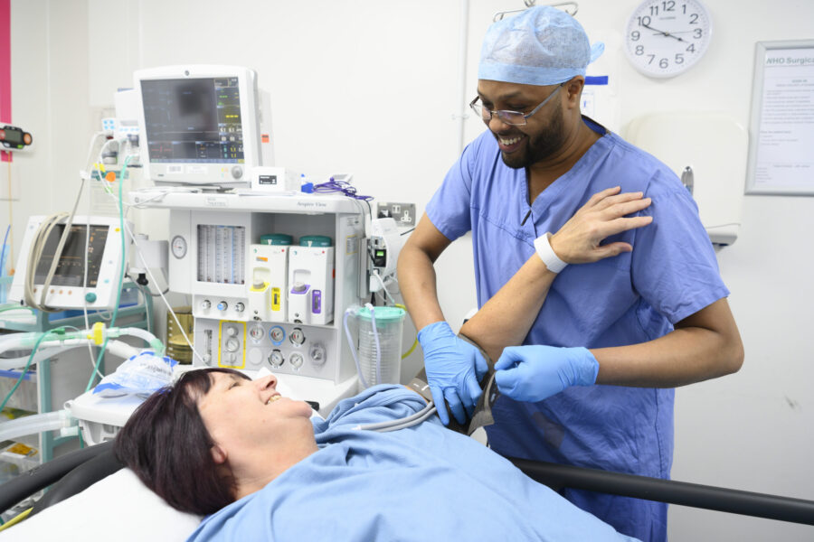Hospital Anaesthesiologist and patient