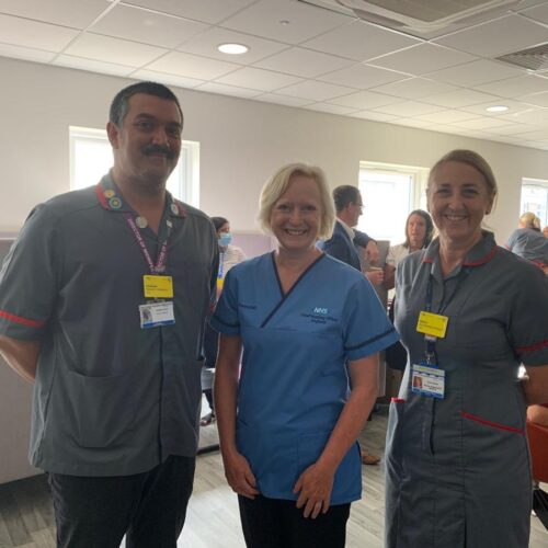 Ruth (pictured, centre, with Giuseppe Labriola, director of midwifery, left, and Sharon McNally, director of nursing, midwifery and allied health professionals and deputy chief