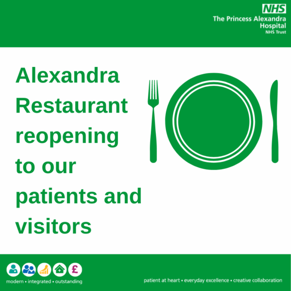 Alexandra Restaurant – reopening to our patients and visitors