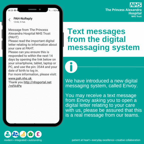 Patient notice – text messages from the digital messaging system